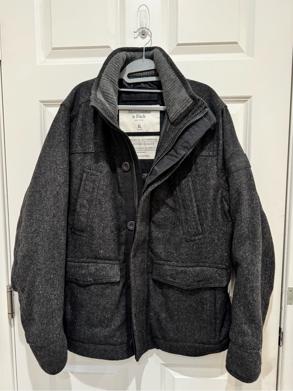 Abercrombie & Fitch Men's Dark Gray 100% Premium Wool Field Jacket Coat Sz XL